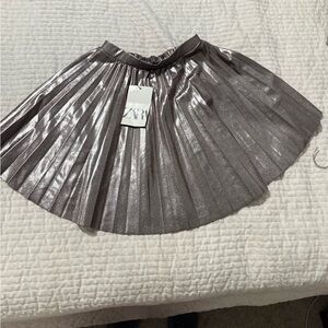 Zara Shimmering Silver A-Line Skirt
